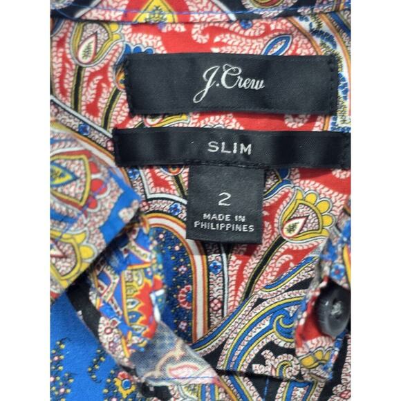 J. Crew Slim Perfect Shirt in Ratti Mediterranean Paisley Print Button Front 2 - Picture 4 of 5
